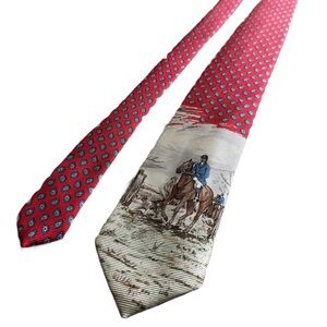 NWT Polo Ralph Lauren Vintage 90s Silk Tie with Equestrian Scene